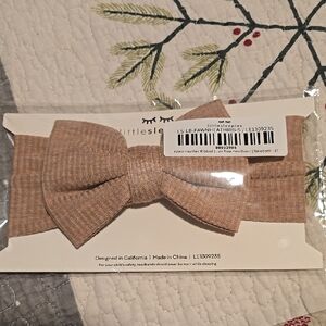 Little Sleepies Fawn Heather Ribbed Bow Headband